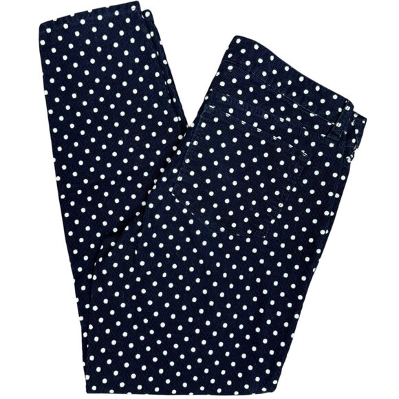 EUC Women's J. CREW Corduroy‎ Toothpick Pants Navy Polka Dot | Size 29 - Picture 6 of 10